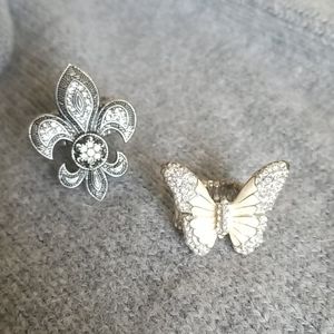 💎3/$12 stretchy rings butterfly & fluer de Lis